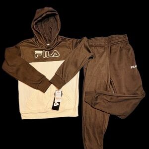 Fila Brown and Cream Hoodie Set